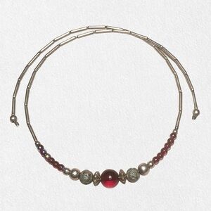 *5/$20 or 3/$15* Vintage Maroon and Silver Beaded Choker Necklace
